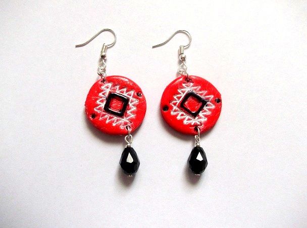 cercei fimo cu motiv traditional 48318
