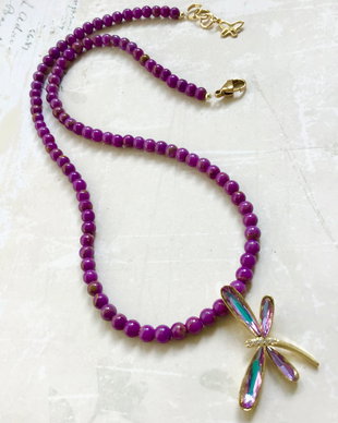 Colier CHOKER muscovit & libelula