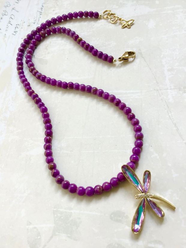 Colier CHOKER muscovit & libelula