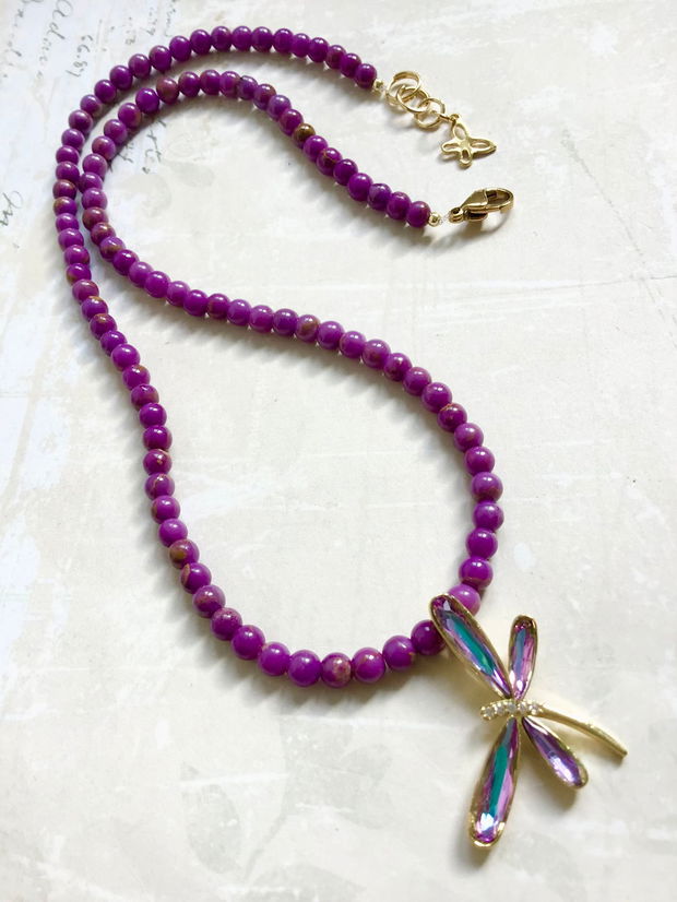 Colier CHOKER muscovit & libelula