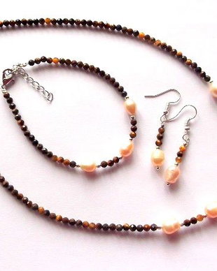 set cu ochi de tigru si perle de cultura 48290