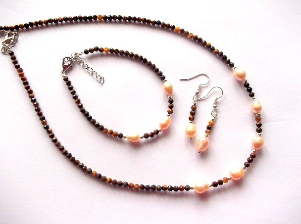 set cu ochi de tigru si perle de cultura 48290