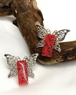 cercei handmade unicat din rasina si flori naturale 00062