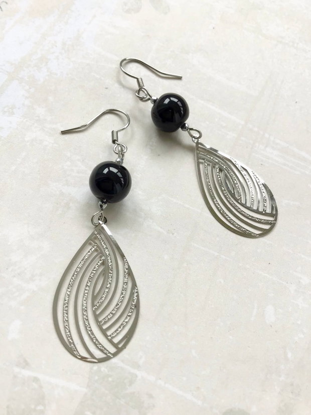 Cercei Vintage onix negru