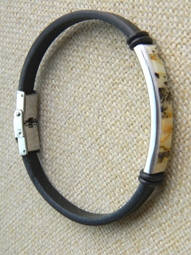 Bratara piele si chihlimbar (MN14)