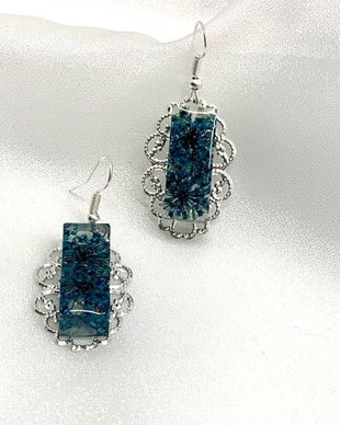 cercei handmade unicat din rasina si flori naturale 00067