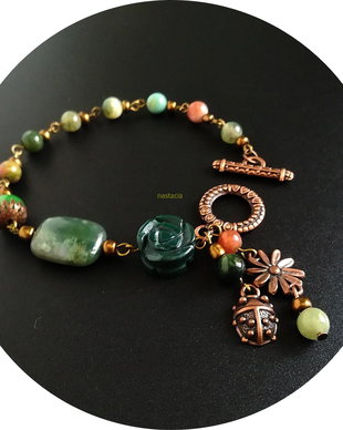 bratara cu agate indiene antichizata