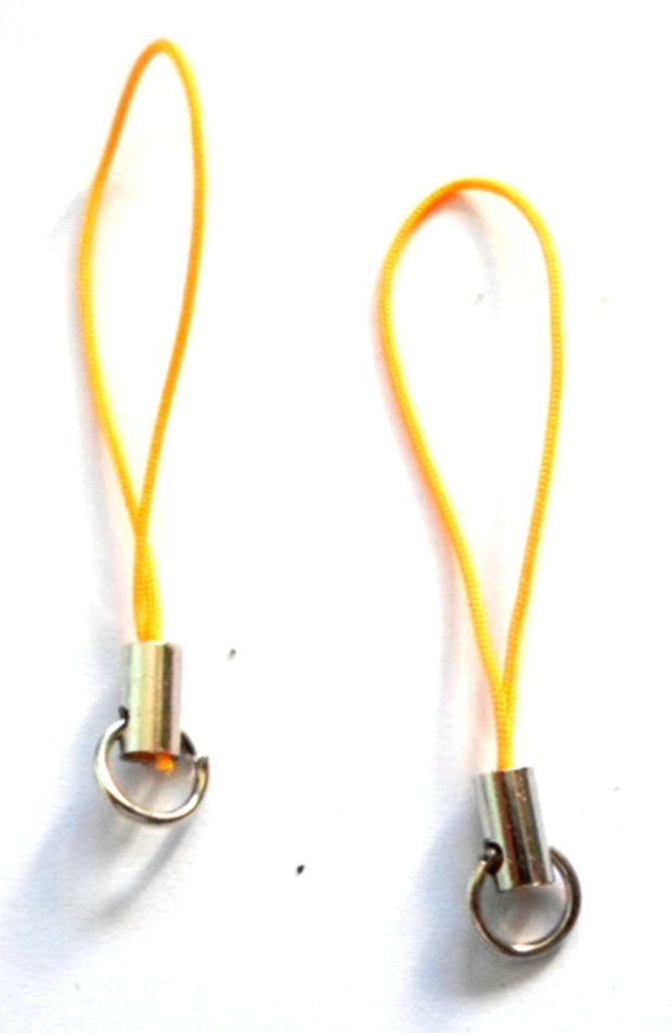 Breloc snur nylon portocaliu cu accesorii argintiu