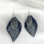 Cercei handmade unicat din denim albastru 00076