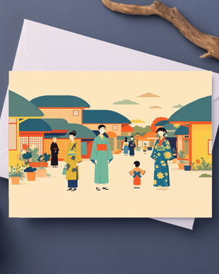Ilistratie japoneza tip postcard