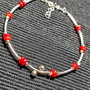 Bratara argint opal de foc etiopian rosu minimalista boho chic trendy cadou - Transport gratuit