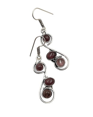 Cercei metalici design spiralat cu ametist, 4470