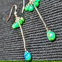 Cercei argint opal de foc etiopian verde briolete lant argint lungi minimalisti boho chic trendy cadou - Transport gratuit