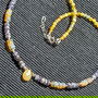 Colier argint opal de foc etiopian tanzanit opal galben brioleta minimalist boho chic trendy - Transport gratuit
