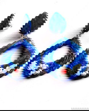 cercei fimo albastru ,alb si rosu 48009