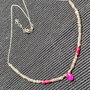 Colier argint rubin safir roz labradorit grafitat lant argint minimalist boho chic trendy - Transport gratuit