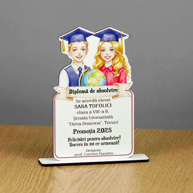 Trofeu personalizat pentru absolvire
