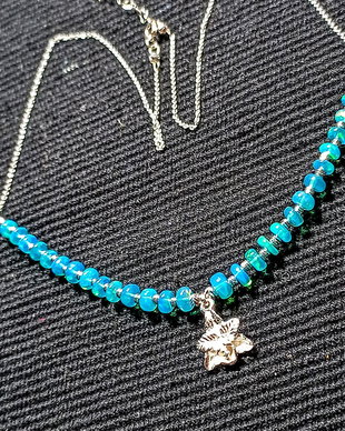 Colier argint opal de foc Paraiba albastru lant charm floare argint minimalist boho chic trendy cadou - Transport gratuit
