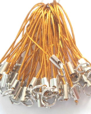 Breloc snur nylon auriu cu accesorii argintiu
