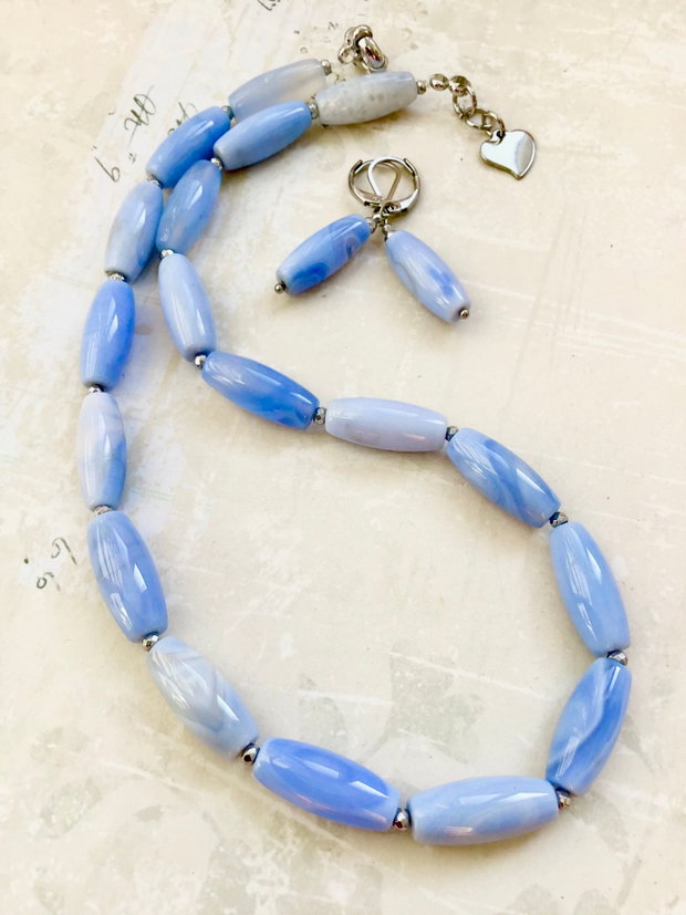 Colier calcedonie blue