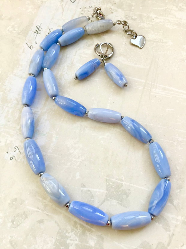 Colier calcedonie blue