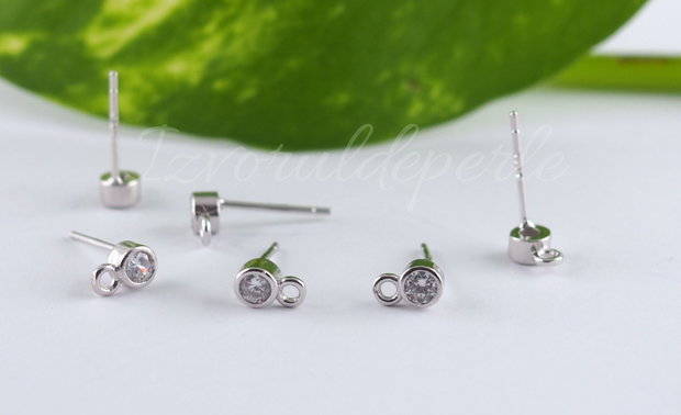 Baza cercei, argint 925 si cubic zirconia, 4.5mm (1per)