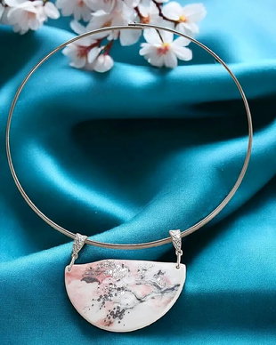 Colier din portelan si argint - SAKURA