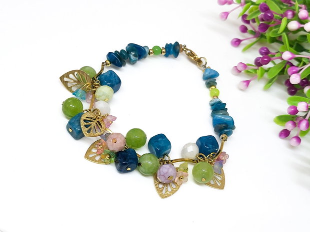 Bratara charm fluorit ,,jad si floricele