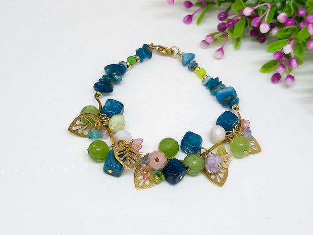 Bratara charm fluorit ,,jad si floricele