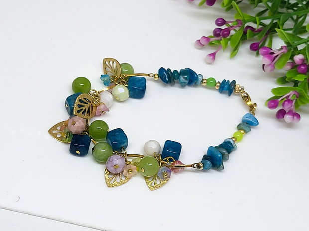Bratara charm fluorit ,,jad si floricele