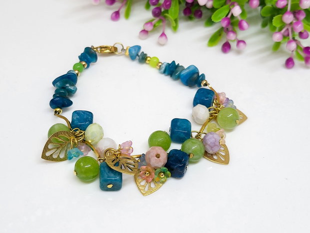 Bratara charm fluorit ,,jad si floricele