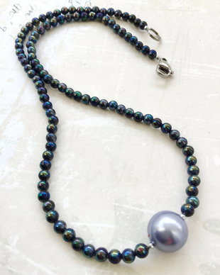 Colier CHOKER perle de Mallorca petrol