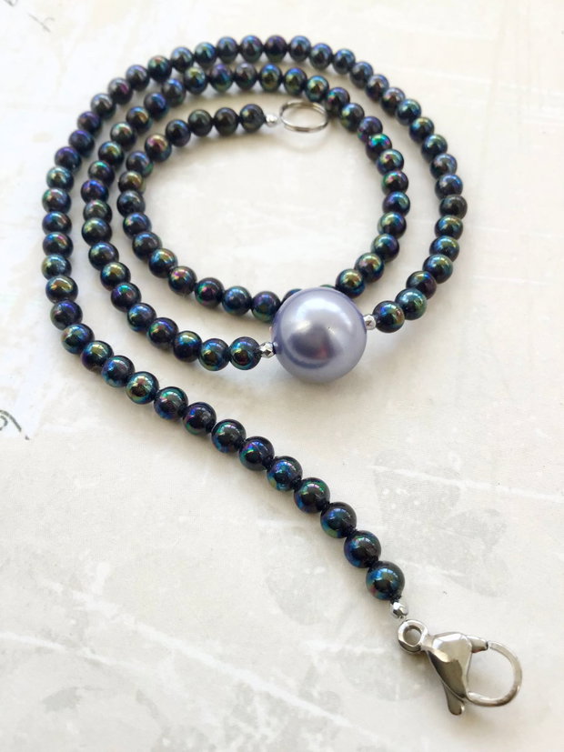 Colier CHOKER perle de Mallorca petrol