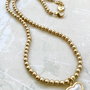 Colier CHOKER perle de Mallorca aurii & inima sidef natural