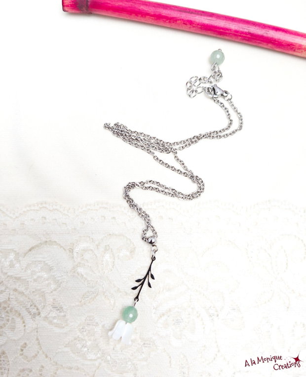 Colier cu floare de sidef si aventurin