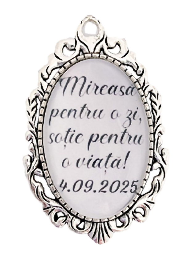 Brosa personalizata mireasa pentru o zi sotie pentru o viata