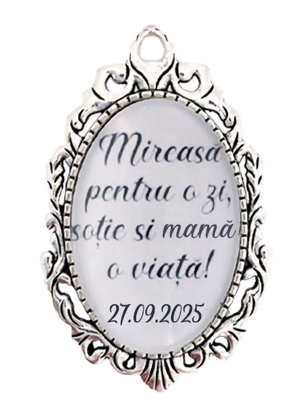 Brosa personalizata mireasa pentru o zi sotie si mama o viata