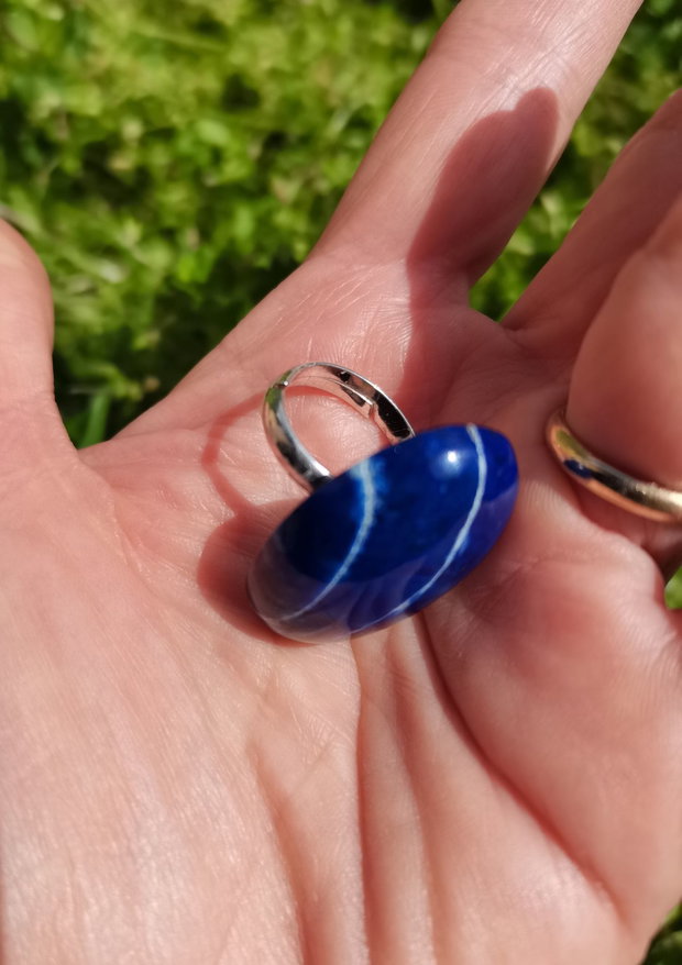 Inel Lapis lazuli si Argint 925 - IN1479 - Inel albastru reglabil, cadou sotie, inel cadou, bijuterii cadou, bijuterii lapis lazuli, cristale vindecatoare, cristaloterapie, cristale de colectie