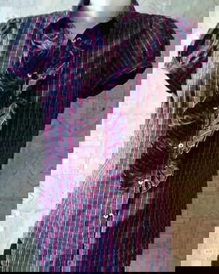 camasa / bluza bumbac in carouri bleumarin - rosu , Sisley , L