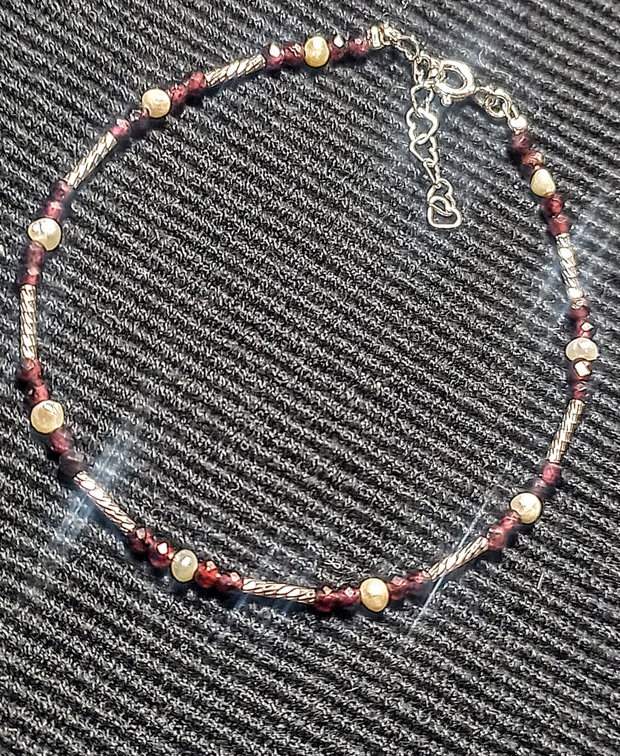 Bratara argint perle naturale de cultura seed granat minimalista boho chic trendy - Transport gratuit