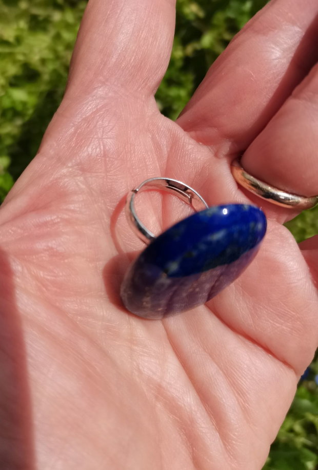 Inel Lapis lazuli si Argint 925 - IN1480 - Inel albastru reglabil, cadou sotie, inel cadou, bijuterii cadou, bijuterii lapis lazuli, cristale vindecatoare, cristaloterapie, cristale de colectie