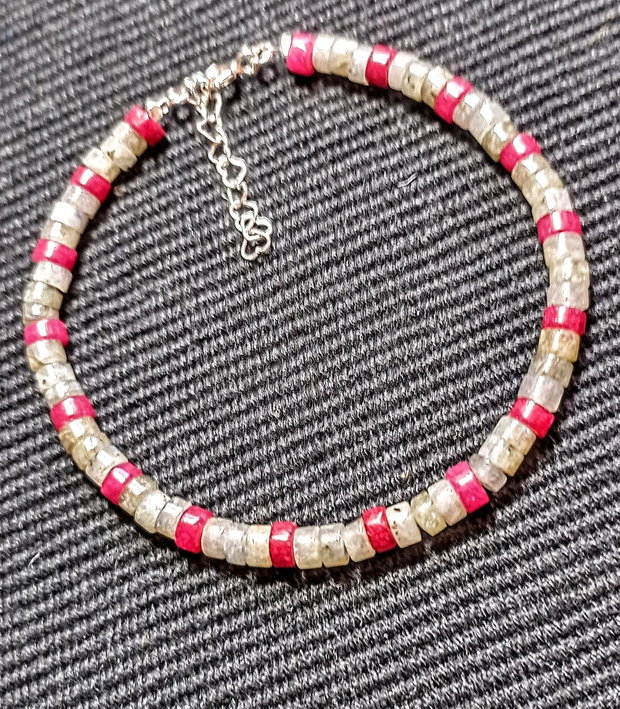 Bratara argint labradorit agat heishi discuri minimalist boho chic trendy