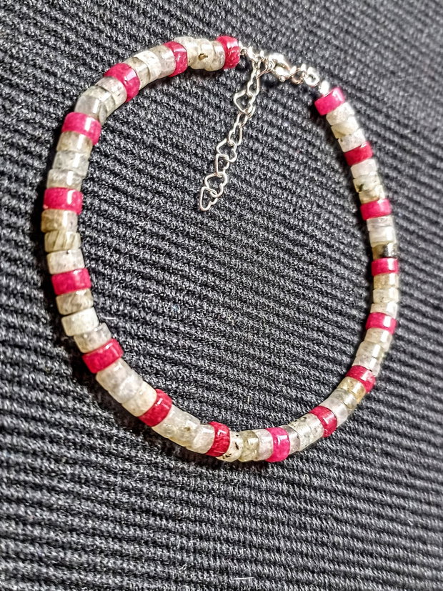 Bratara argint labradorit agat heishi discuri minimalist boho chic trendy