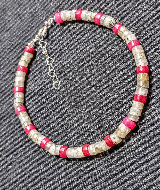 Bratara argint labradorit agat heishi discuri minimalist boho chic trendy