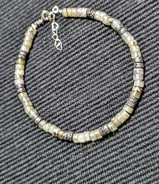 Bratara argint labradorit lava heishi discuri minimalista boho chic trendy