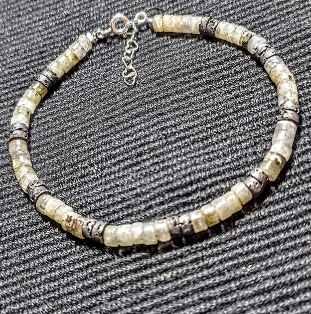 Bratara argint labradorit lava heishi discuri minimalista boho chic trendy