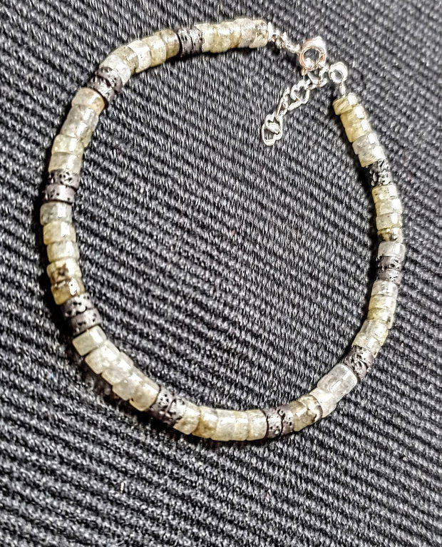 Bratara argint labradorit lava heishi discuri minimalista boho chic trendy