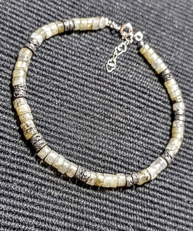 Bratara argint labradorit lava heishi discuri minimalista boho chic trendy