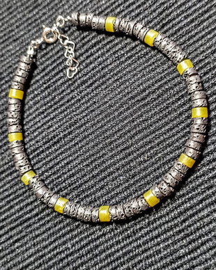 Bratara argint lava jad heishi minimalista boho chic trendy