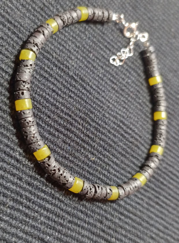 Bratara argint lava jad heishi minimalista boho chic trendy